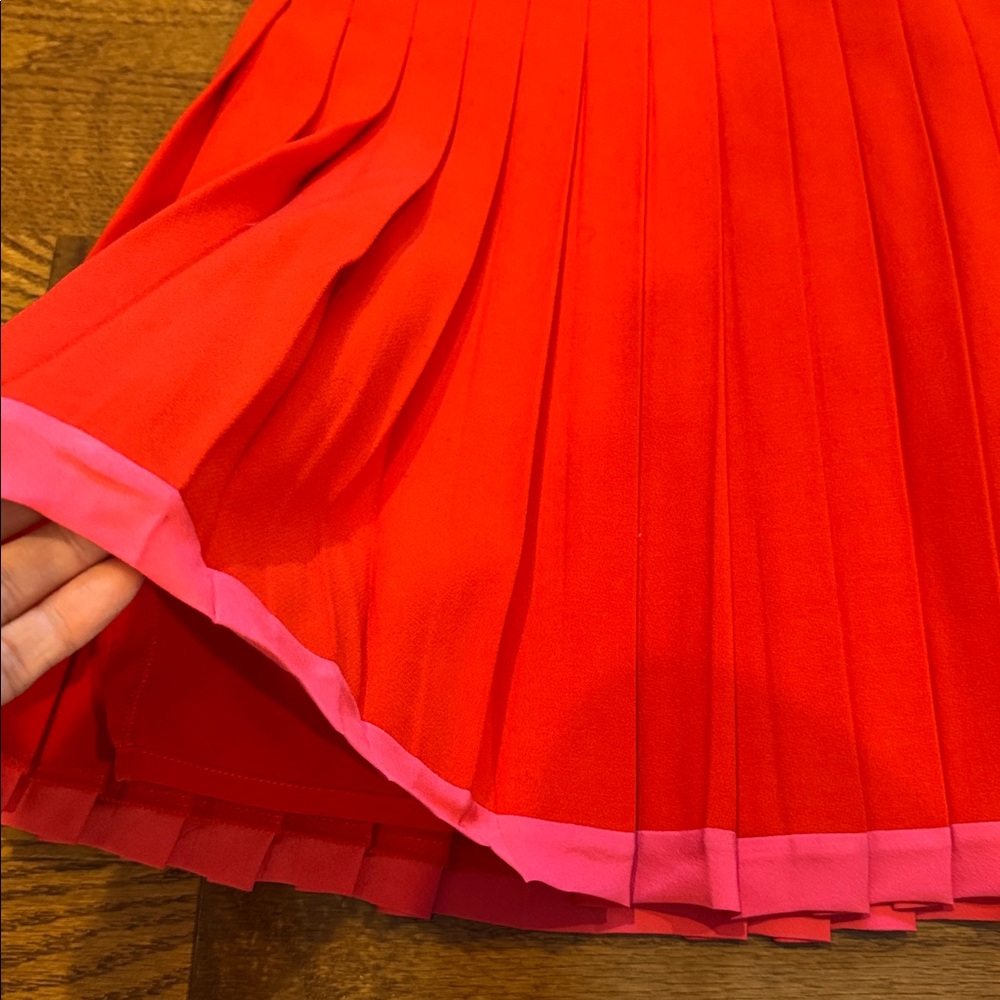 Genny Red Pleated Wool Skirt - Picture 7 of 14